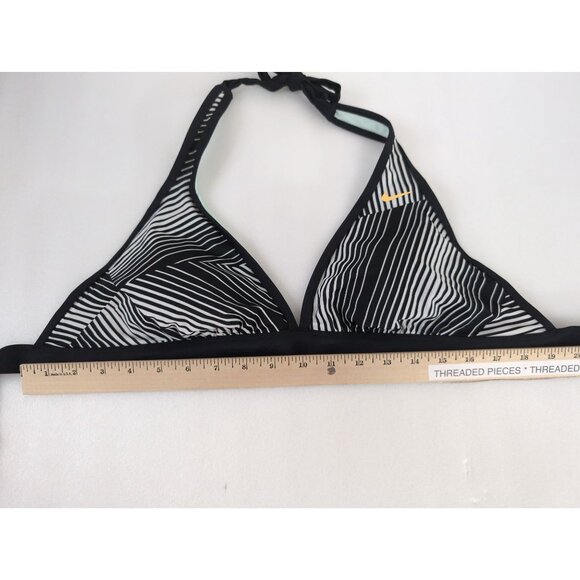 Nike Triangle Bikini Top Womens 14 Black White Stripe Tie Back Removable Pads - Picture 4 of 7